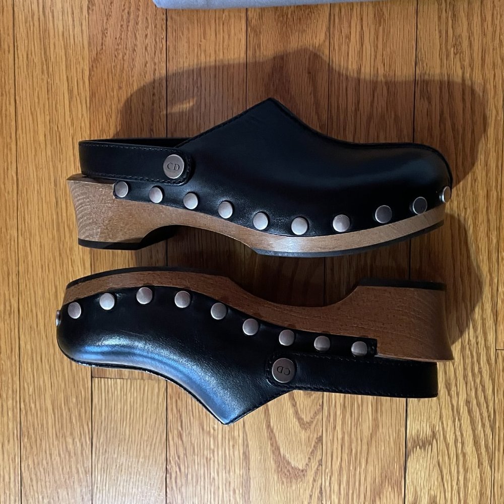 CHRISTIAN DIOR Diorquake Black Leather Clogs - Picture 4 of 15